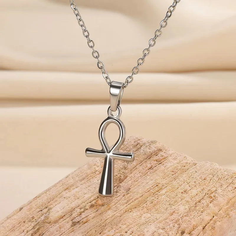 Stainless Steel Cross Pendant Necklace for Women & Men - Ankh Charm Jewelry