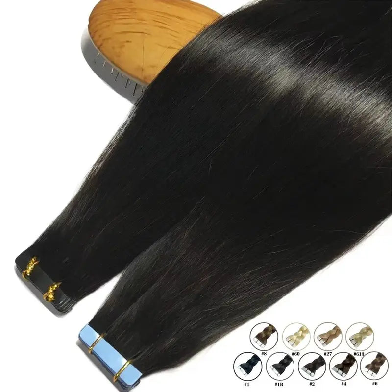 Hair Extensions Tape In 100% Remy Human Hair Brazilian Straight Skin Weft