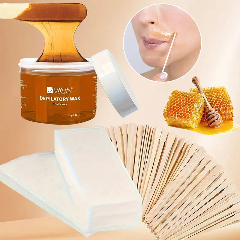 Eyebrow Wax Kit for Shaping Hair Removal Cold Sugar Wax 60g Travel & Home Use