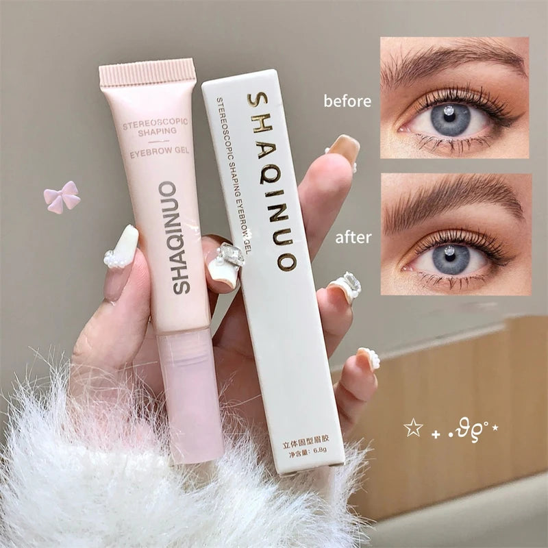 Waterproof 3D Brow Gel - Smudge-Proof Eyebrow Styling & Shaping with Silicone Brush