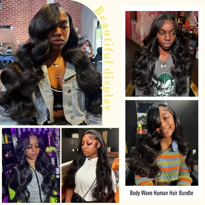 Brazilian Remy Body Wave Human Hair Bundles - Unprocessed Wavy Extensions