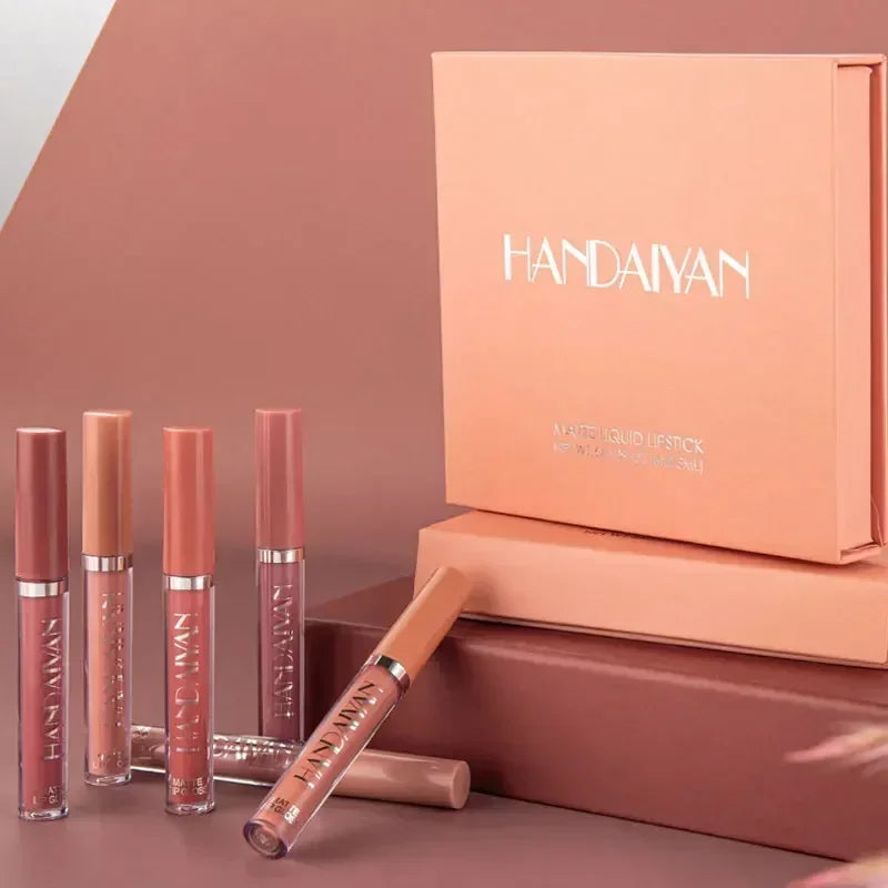 6-Piece Waterproof Long-Lasting Matte Lipstick Set for Women - Non-Stick & Hydrating