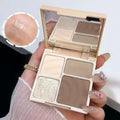 4 Colors Face Contour Palette with Highlight & Bronzer - Matte & Shimmer Finishes