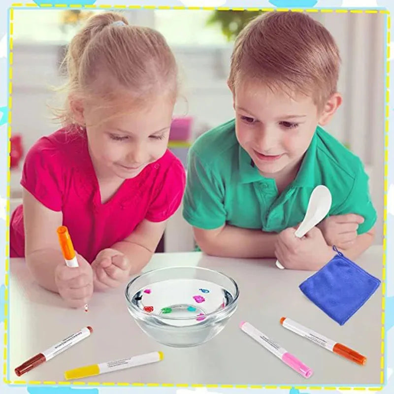 Water Floating Pen Set for Kids - Art & Drawing Kit with Spoon & Water-Based Ink
