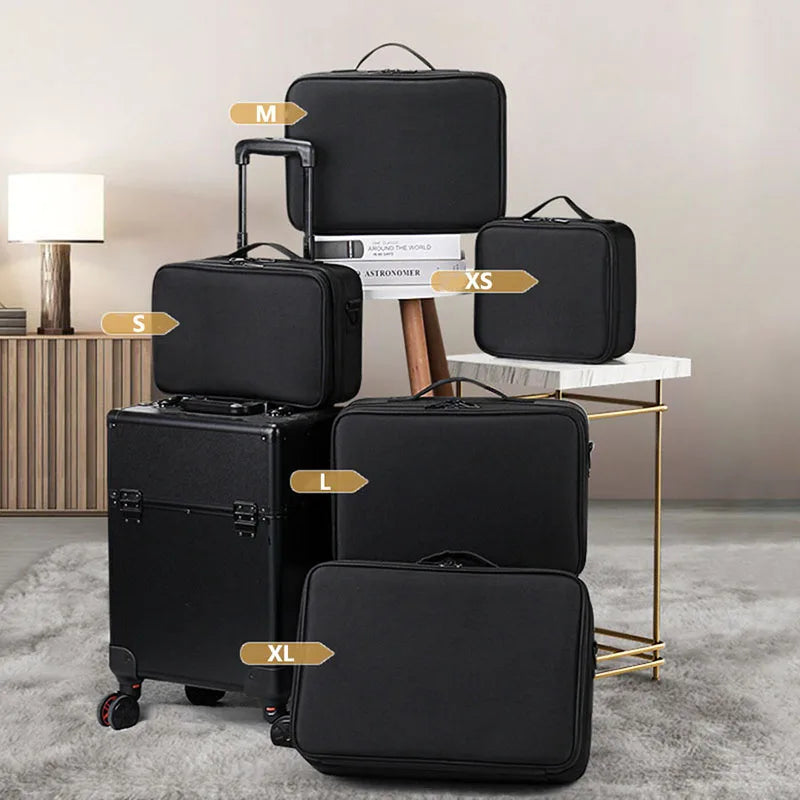 Large Capacity Makeup & Cosmetic Organizer Case with Multiple Compartments for Travel and Home
