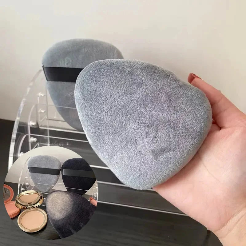 Large Velvet Powder Puff for Loose & Setting Makeup - Triangle Pointed Cosmetic Sponge