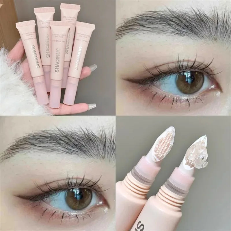 Waterproof 3D Brow Gel with Silicone Brush - Long-Lasting, Smudge-Proof Eyebrow Styling
