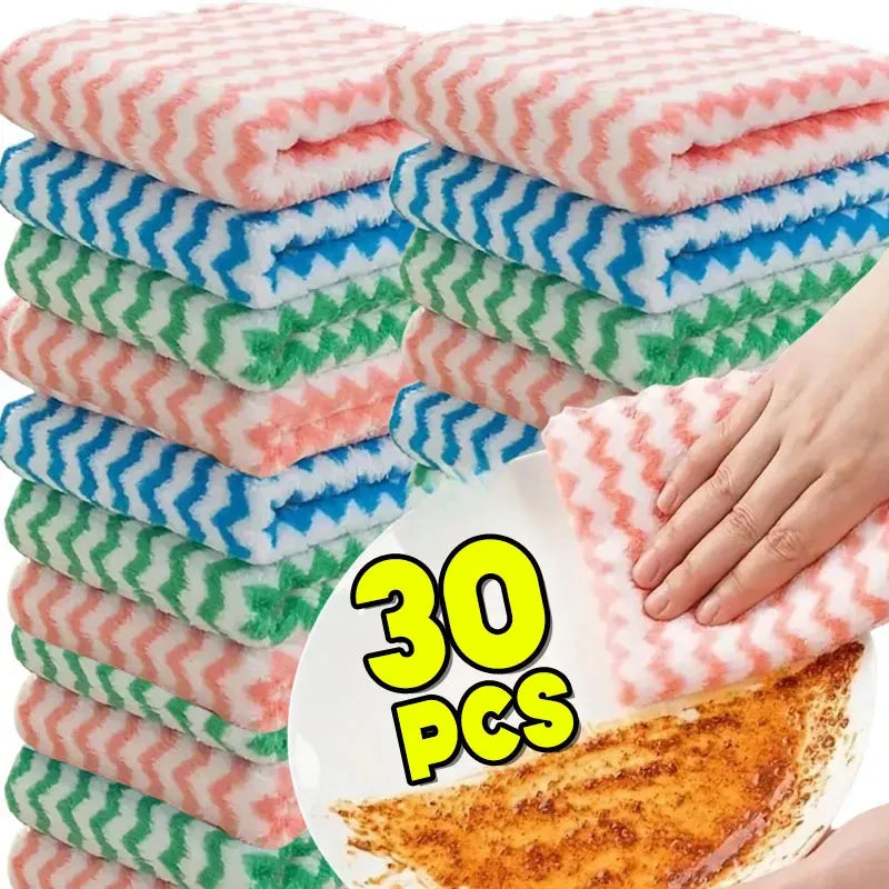 Reusable Kitchen Cleaning Cloths - Thickened Coral Fleece Dish Towels 25x25cm