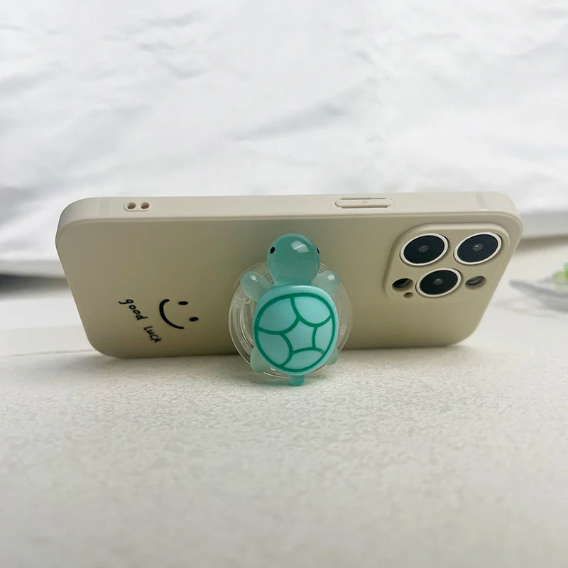Glow-in-the-Dark Turtle Phone Holder - Mini Resin Expandable Foldable Stand
