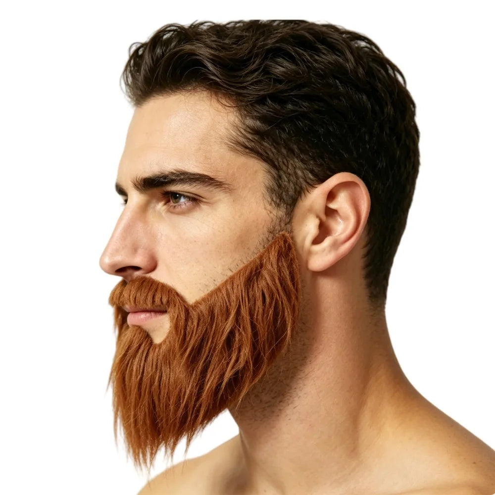 Fake Beard and Mustache Set - Synthetic Fiber, Elastic Band, Cosplay & Costume Props