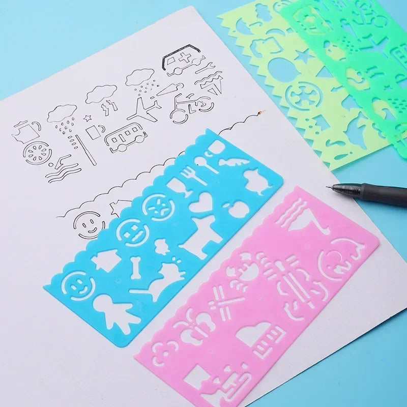 Kids Drawing Stencil Set with Animal Themes for Art & Craft Projects