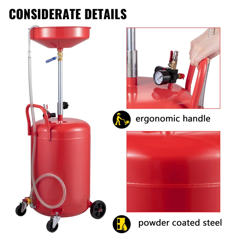 20 Gallon Waste Oil Drain Tank with Air Operated Drainer & Pressure Regulating Valve