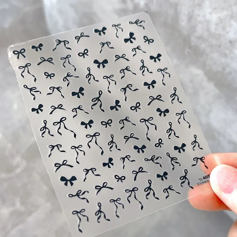Cute 5D Bow Nail Stickers Set - Self-Adhesive Nail Art Decals for DIY Manicure