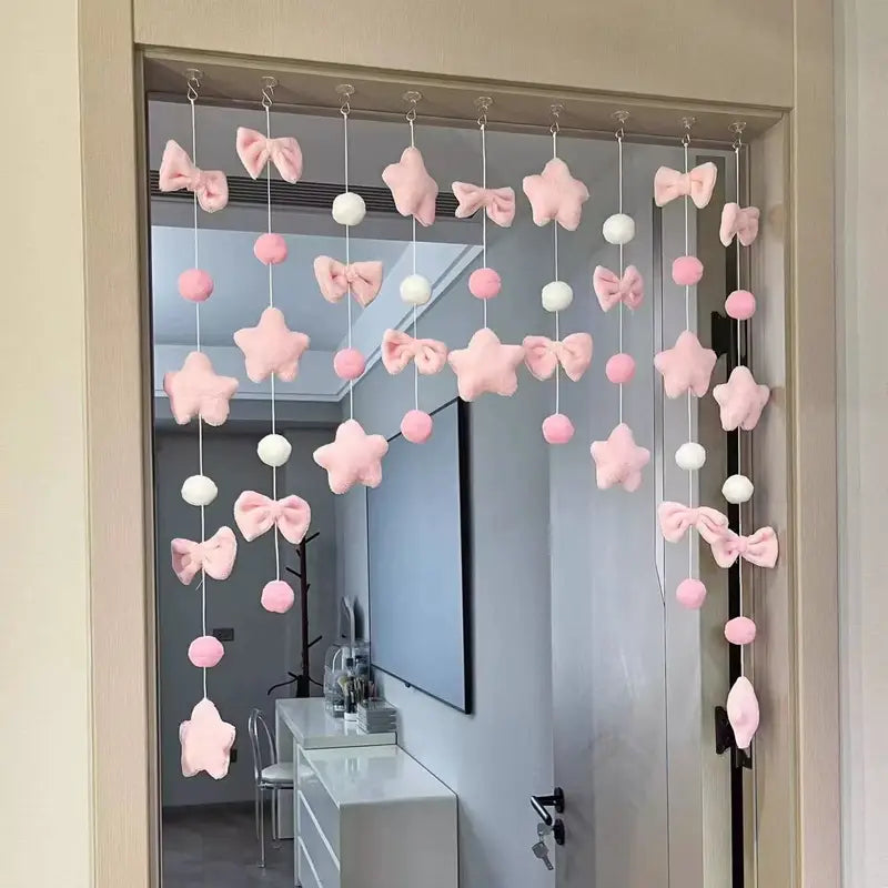Knot Door Curtain Room Divider No Punching Heart Decor for Bedroom & Bay Window