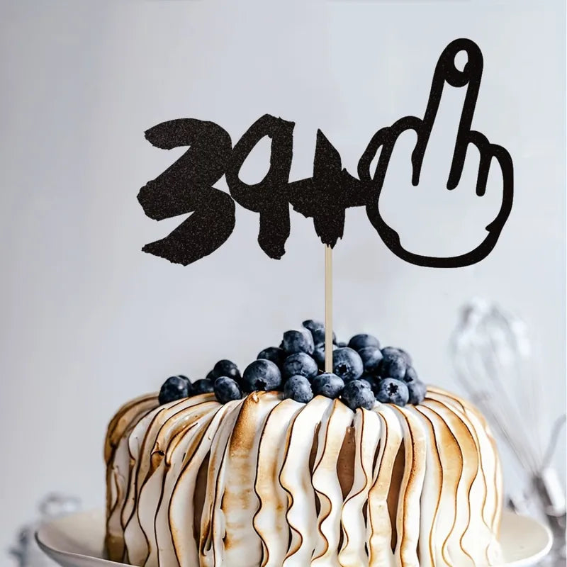 Black Glitter 40th Birthday Cake Decoration, Perfect for Anniversary & Party