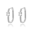 U Shape Cubic Zirconia Stud Earrings for Women Stainless Steel Geometric Jewelry