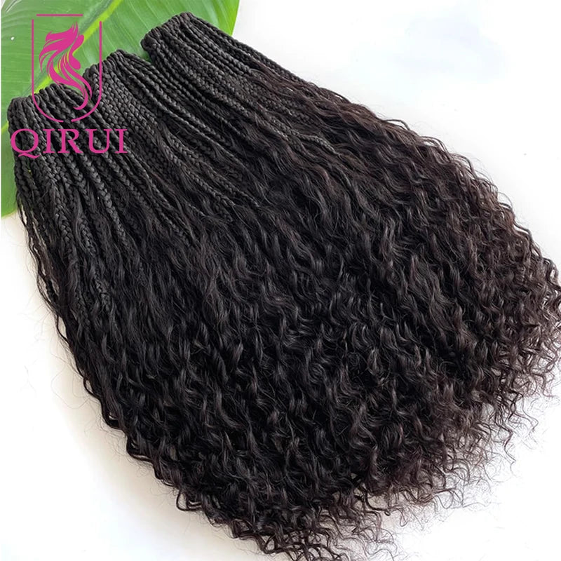 Crochet Box Braids with Human Hair Curls - Full Ends, 30 Inch Extensions