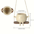 Resin Hanging Planter Pot with Smiling Face Design and Swing Base - Indoor Outdoor Garden Decor