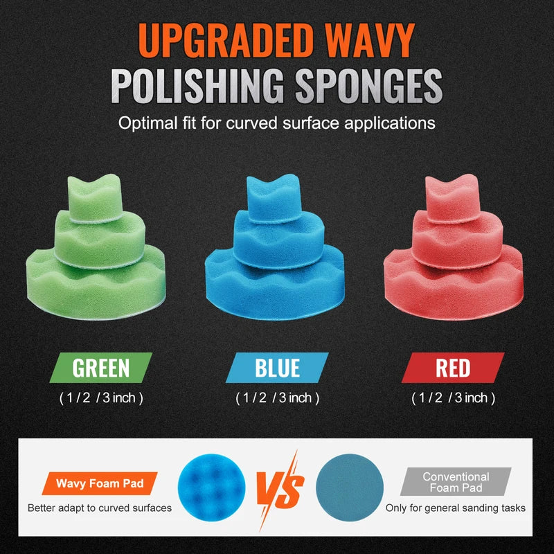 Mini Air Orbital Sander Set 1/2/3 Inch Pneumatic Polisher for Car & Surface Finishing