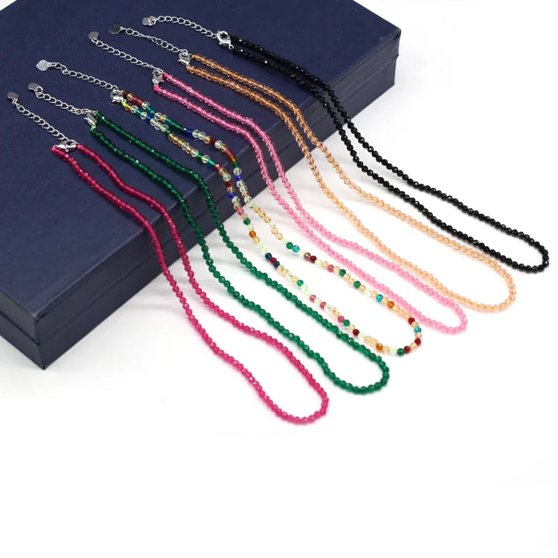Natural Spinel Stone Beads Necklace for Women 3mm Irregular Section Jewelry Gift