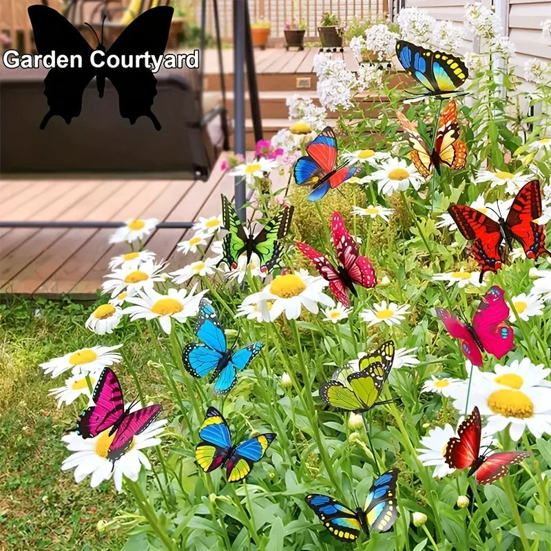 Glow In The Dark Butterfly Stakes - 24 Outdoor Garden Lawn Decor