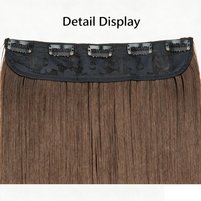 Clip-In Hair Extensions Long Straight Synthetic Hair - Natural Feel & Easy Application