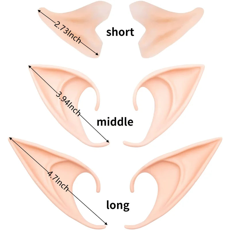 Fairy Elf Ears Cosplay Accessories - Soft Pointed Tips for Anime Party Halloween Christmas
