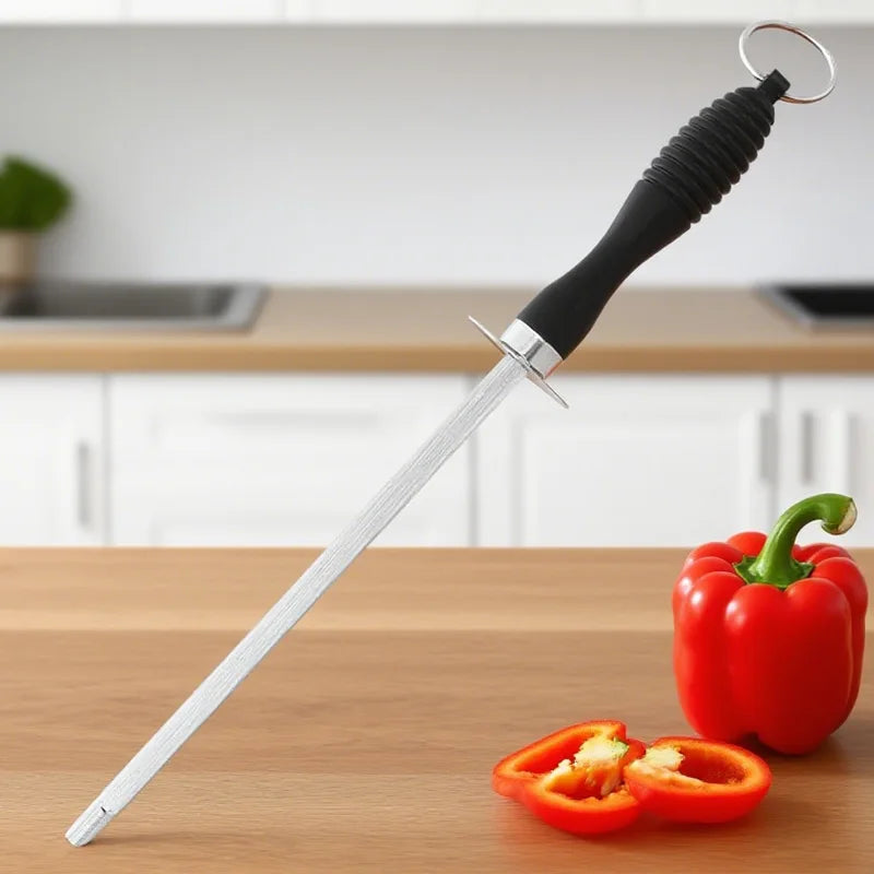 Professional Carbon Steel Knife Sharpener Rod with ABS Handle - Durable Kitchen Tool