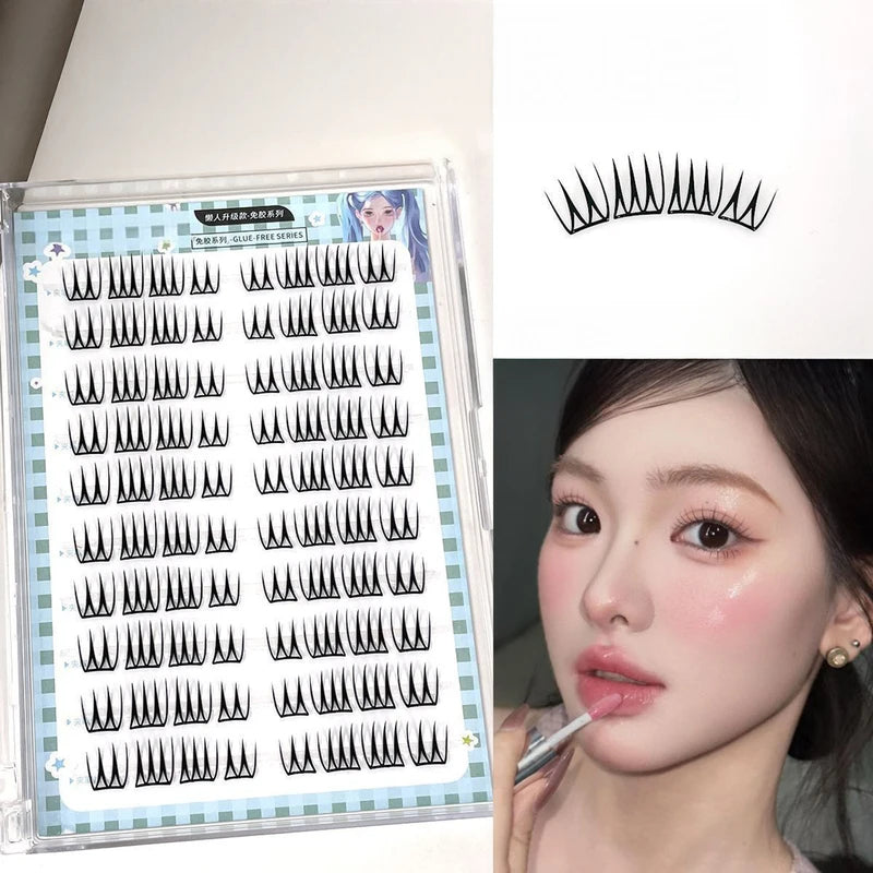 Reusable No Glue 3D Volume False Eyelashes - 7-13mm C Curl, Soft Case
