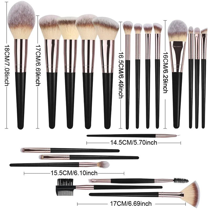 Professional Makeup Brush Set with Hypoallergenic Nylon & Soft Fluffy Bristles