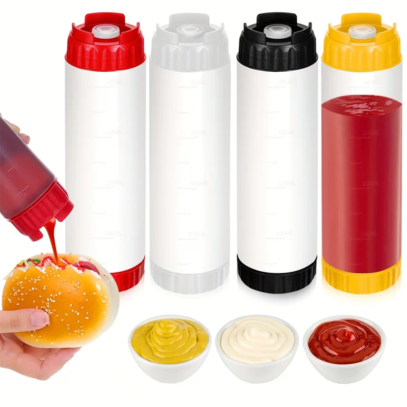 Leak-Proof 500ML Inverted Squeeze Bottle for Sauces and Condiments - Hanging Style