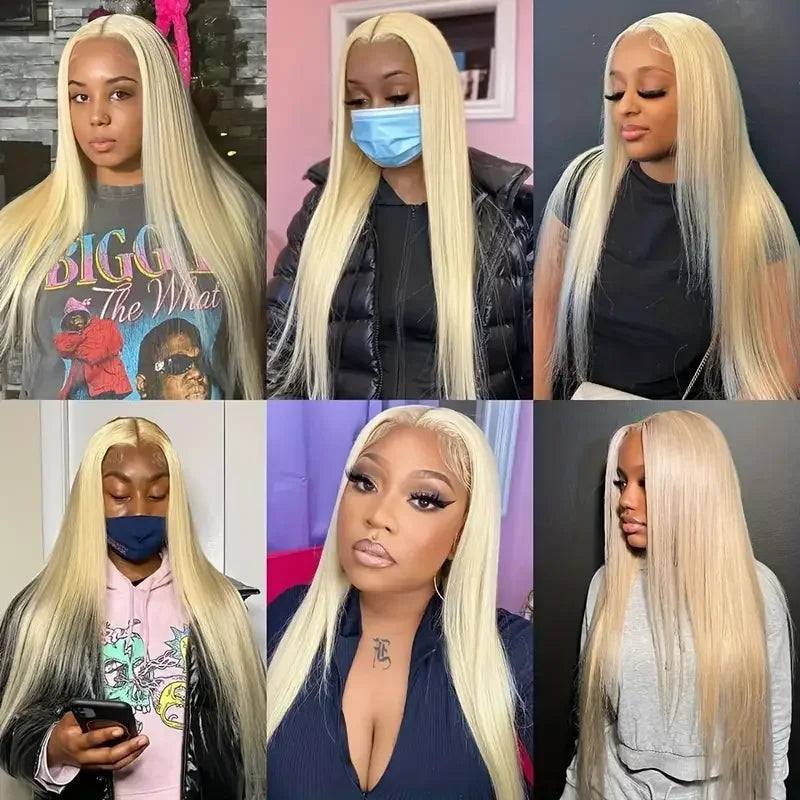 Colored Straight Human Hair Wig 13x4 HD Blonde Lace Front Full Lace Frontal 18-46 Inch