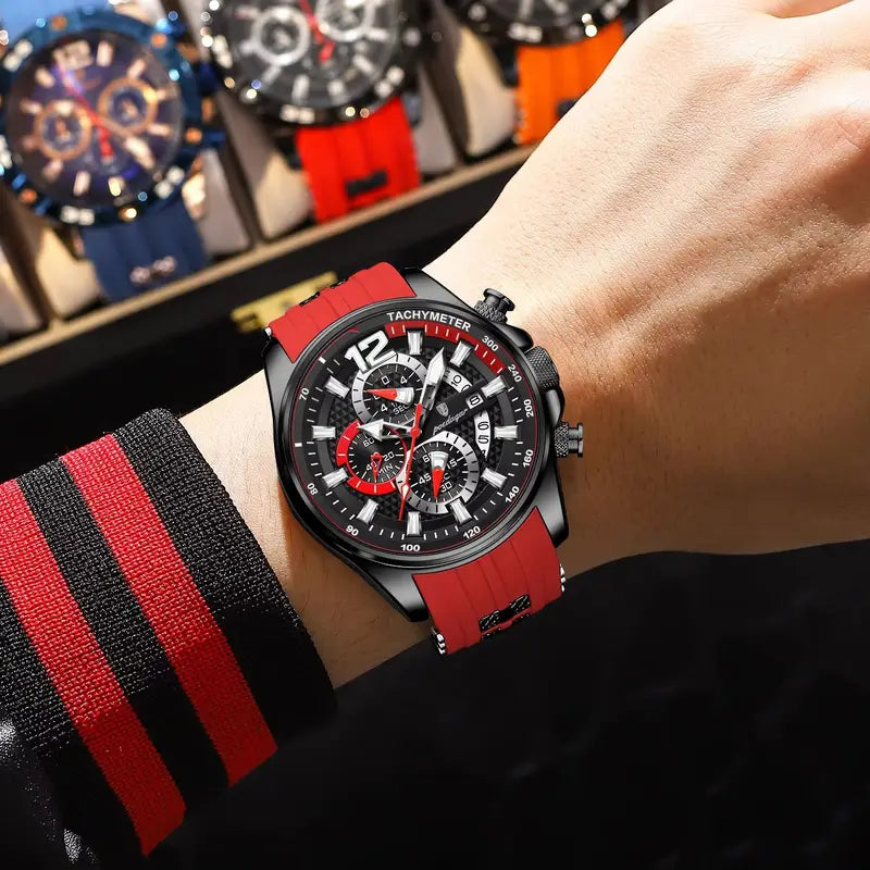 Men's Waterproof Chronograph Quartz Watch with Big Dial and Luminous Features