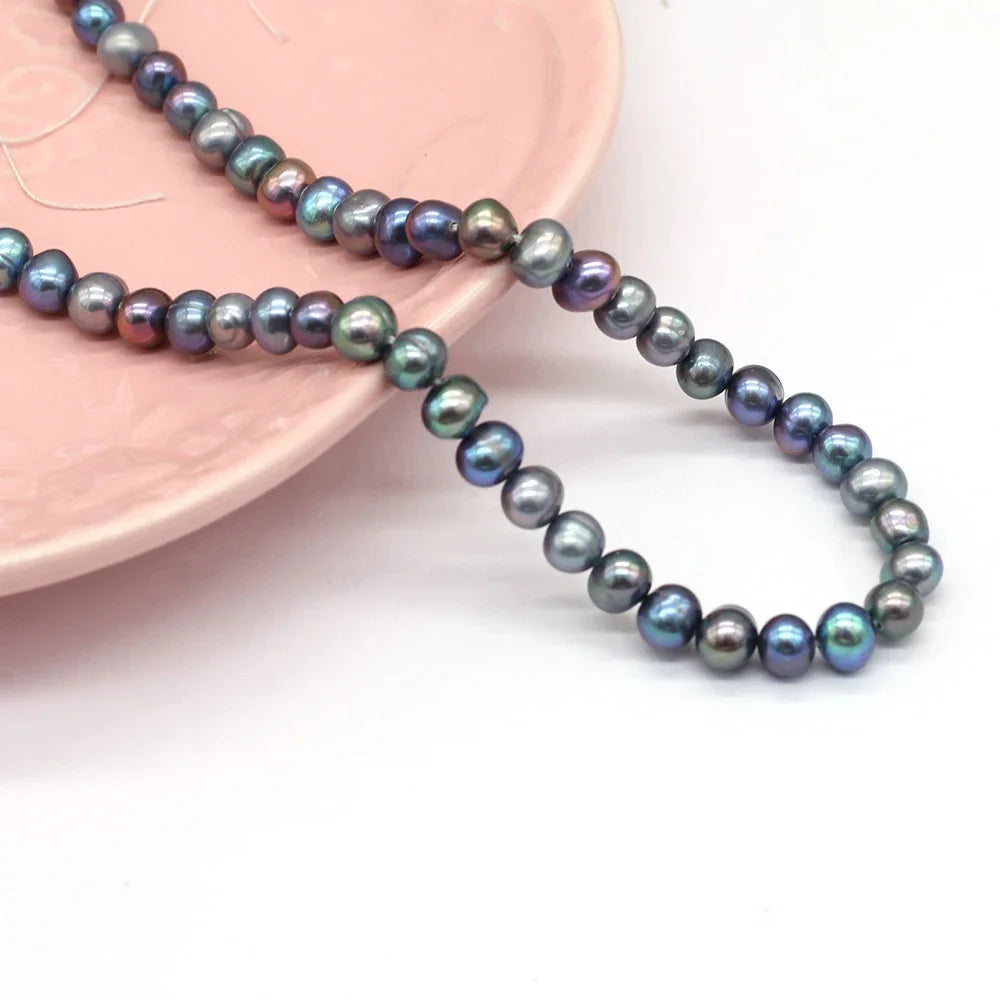 Natural Freshwater Black Pearl Loose Beads for Jewelry Making - 5-6mm