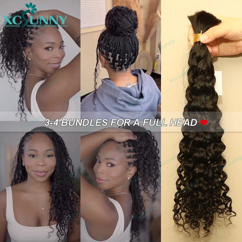 Bulk Human Hair Extensions for Braiding - Double Drawn, Curly, Blonde Mix