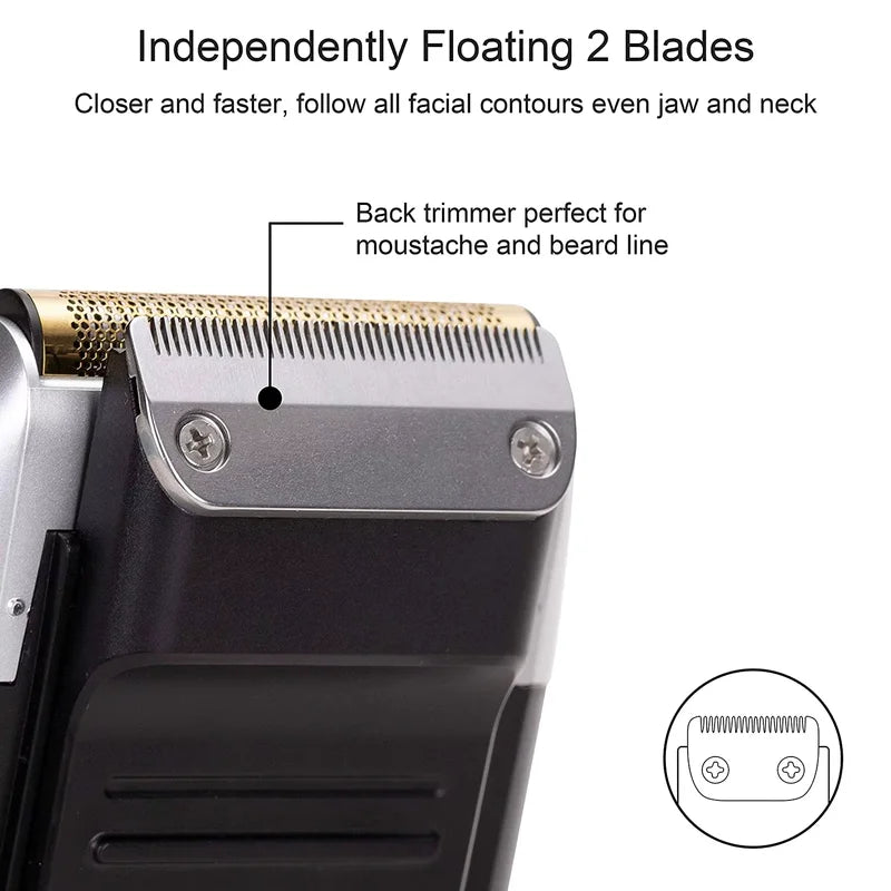 Rechargeable Electric Razor & Beard Trimmer for Men - LCD Display, 2-in-1 Shaving & Trimming