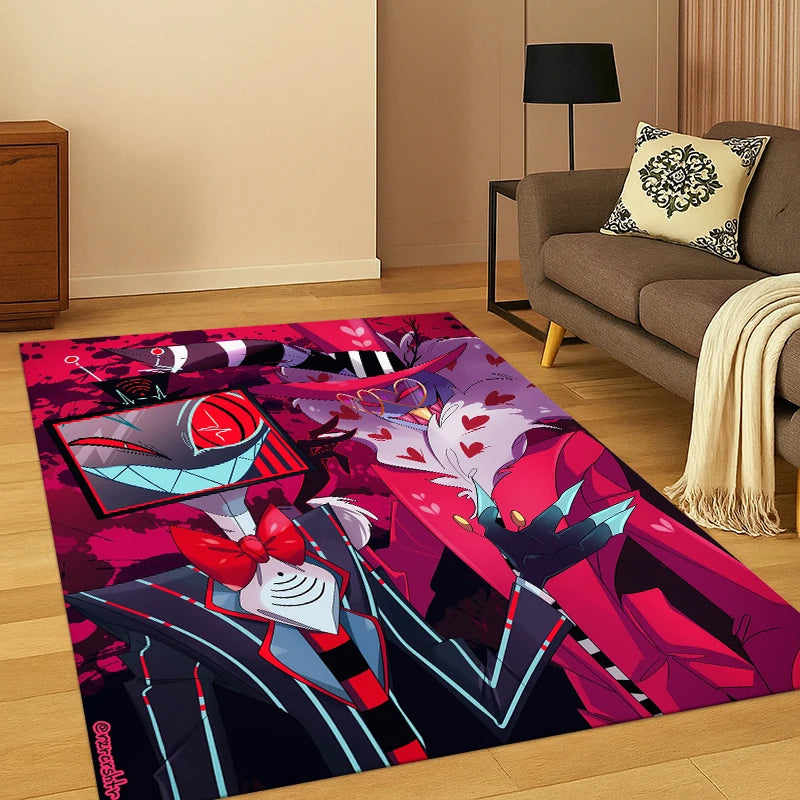 Cartoon H-Hazbin Hotel Charlie Carpet Rug for Bedroom Living Room Playroom Non-slip Home Decor