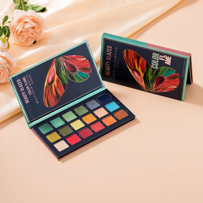 18 Color Eyeshadow Palette with Matte, Shimmer & Satin Finishes - Nude Makeup Set