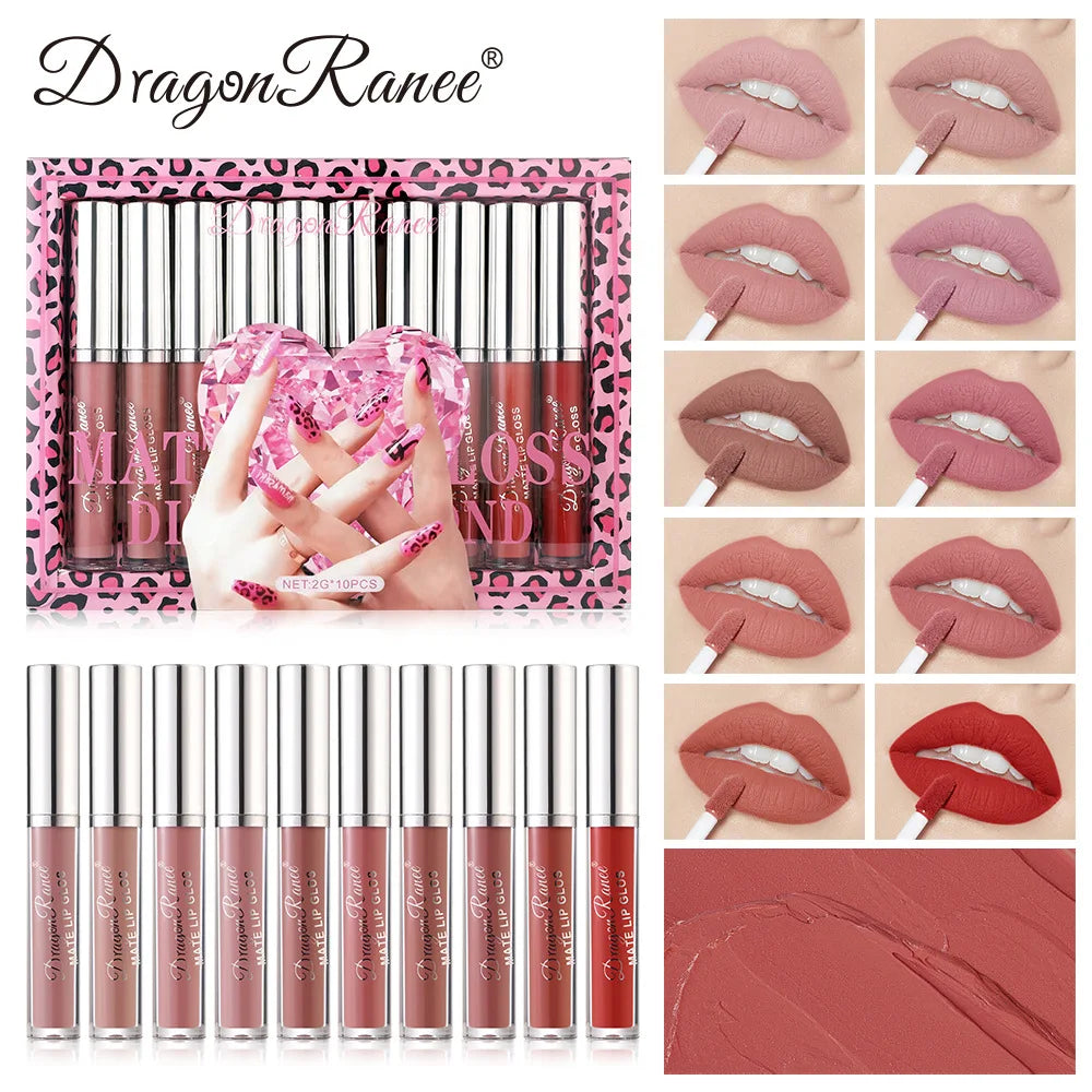 Long Lasting Waterproof Velvet Matte Lip Gloss Set Hydrating Non-Stick Lipstick