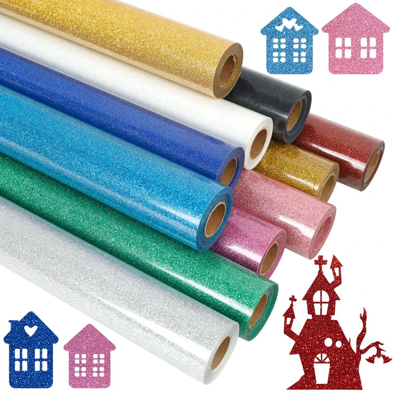 Glitter Heat Transfer Vinyl for Shirts - Easy Cut & Weed HTV for Fabric Design