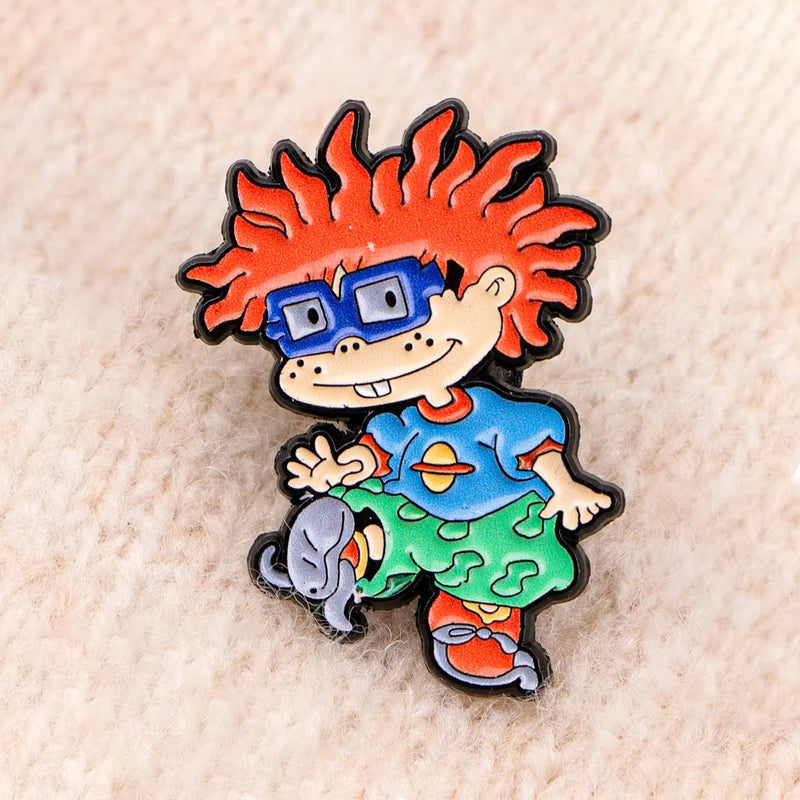 4pcs Cartoon Character Enamel Lapel Pins for Backpack & Clothing - Kids & Women Jewelry Gifts