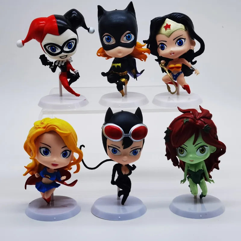 Superhero Catwoman Wonder Woman Action Figures Set 8cm - 6pcs Toys