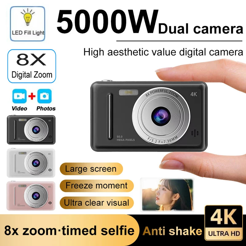 4K Digital Camera 50MP HD Vlogging Camera with Autofocus, LED Flash & Dual Screen