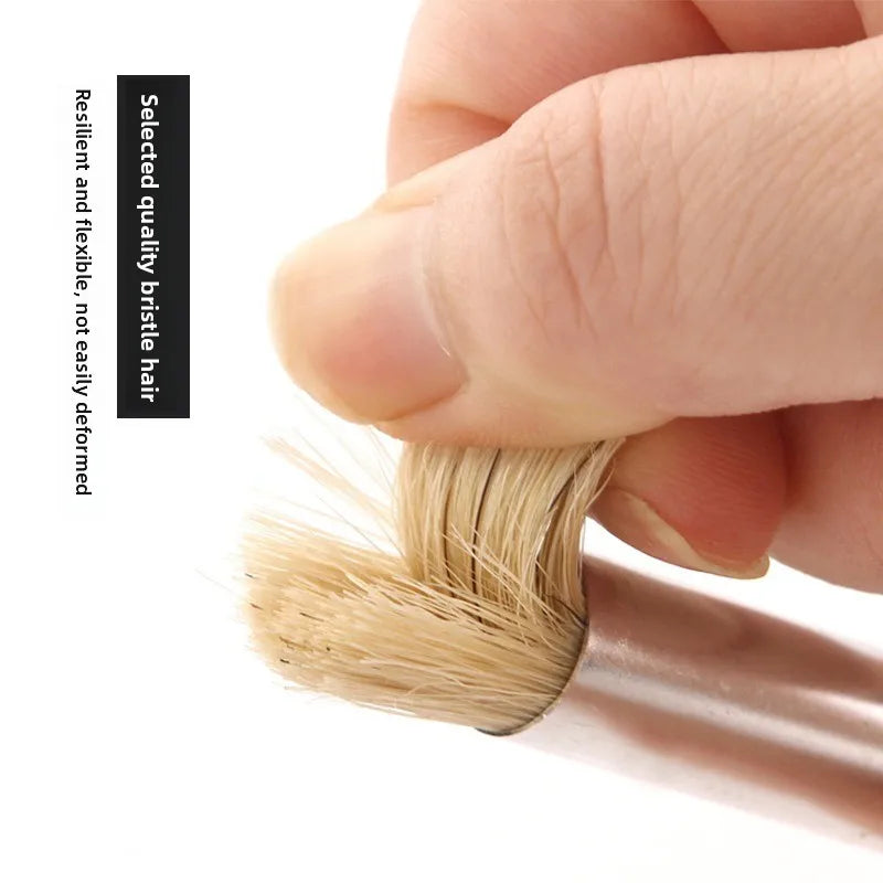 Professional Hollow Handle Paint Brush Set - Pig Bristle Round & Flat Head Art Brushes