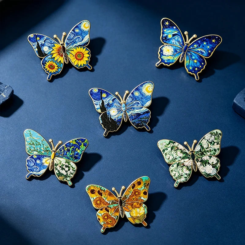 6-Pack Big Flower Butterfly Brooches for Women's Clothing Accessories
