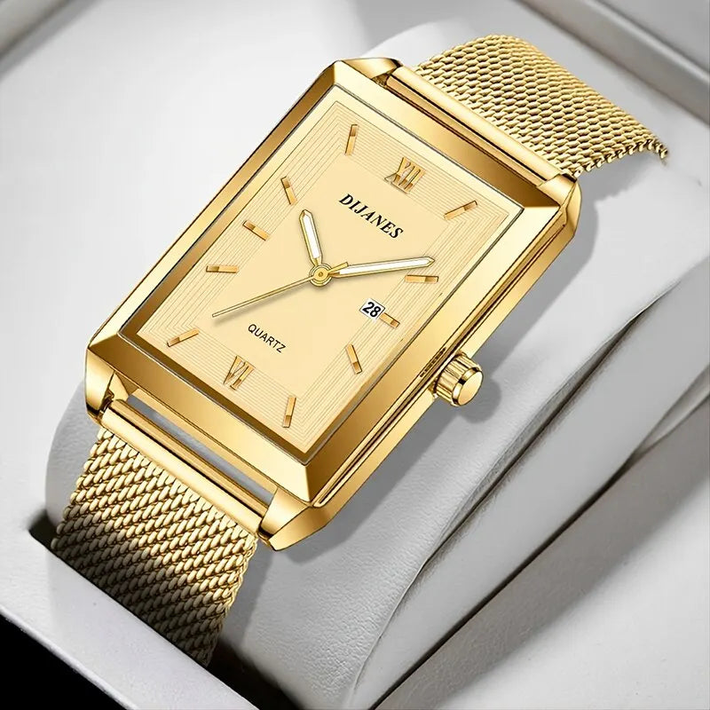 Men's Luxury Ultra-Thin Quartz Sports Watch with Stainless Steel Mesh Band