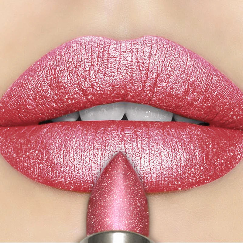 Waterproof Glitter Lipstick Set - Long Lasting Matte Lip Tint with 7 Pearl Colors
