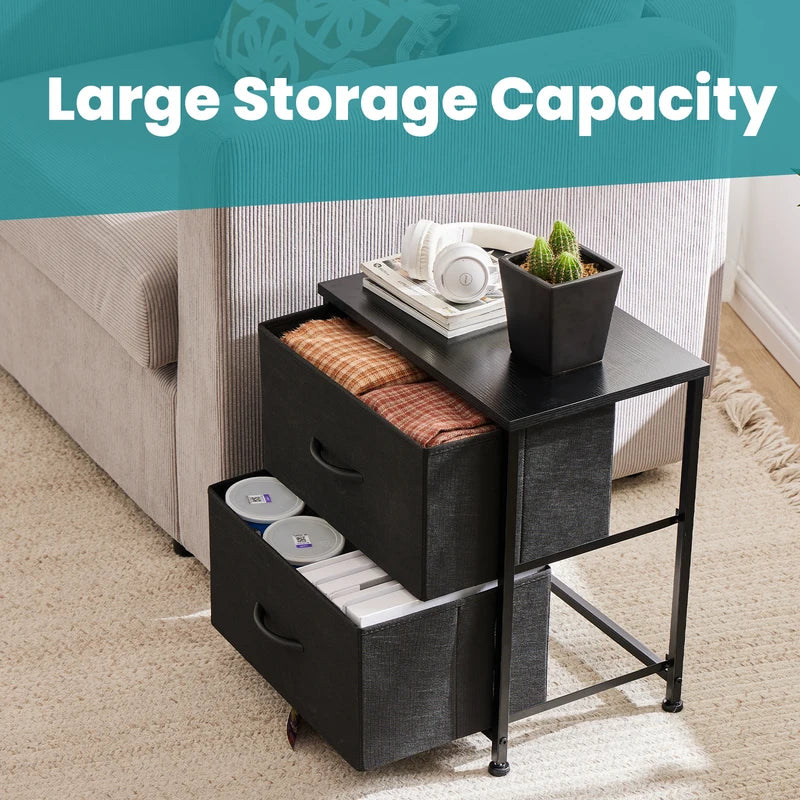 Set of 2 Fabric Drawers for Living Room Storage Closet Chest