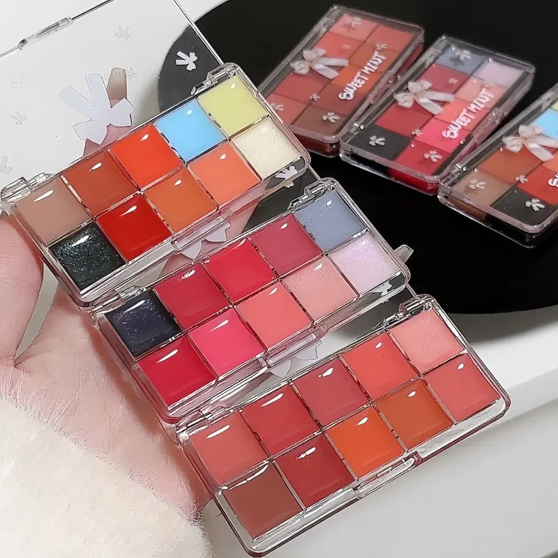 10-Color Lip Gloss and Lipstick Palette - Moisturizing & Long-Lasting Makeup Kit