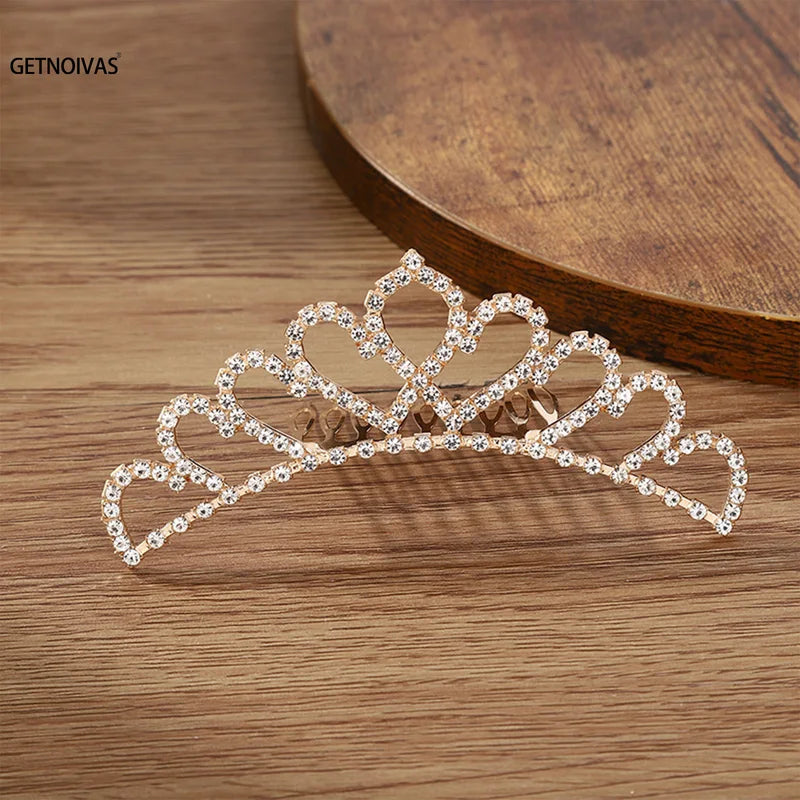 Children's Mini Crystal Crown Hair Comb - Elegant Princess Bridal Tiara for Girls & Women